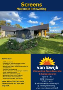 Van Ewijk Zonwering Brochure Screens In Lelystad, Dronten, Swifterbant en Almere