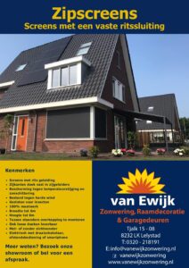 Van Ewijk Zonwering Brochure Zipscreens In Lelystad, Dronten, Swifterbant en Almere